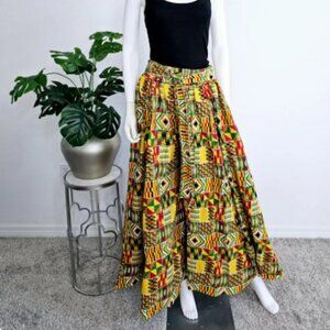 African Ankara Print Cotton Women Long Wide Leg Palazzo Pants - Fits up to 3XL